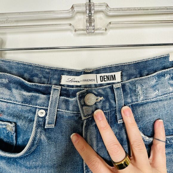 Lovers & Friends Axel Jean Distressed Cut Off High Rise Short Conrad Wash 25 - Picture 6 of 16